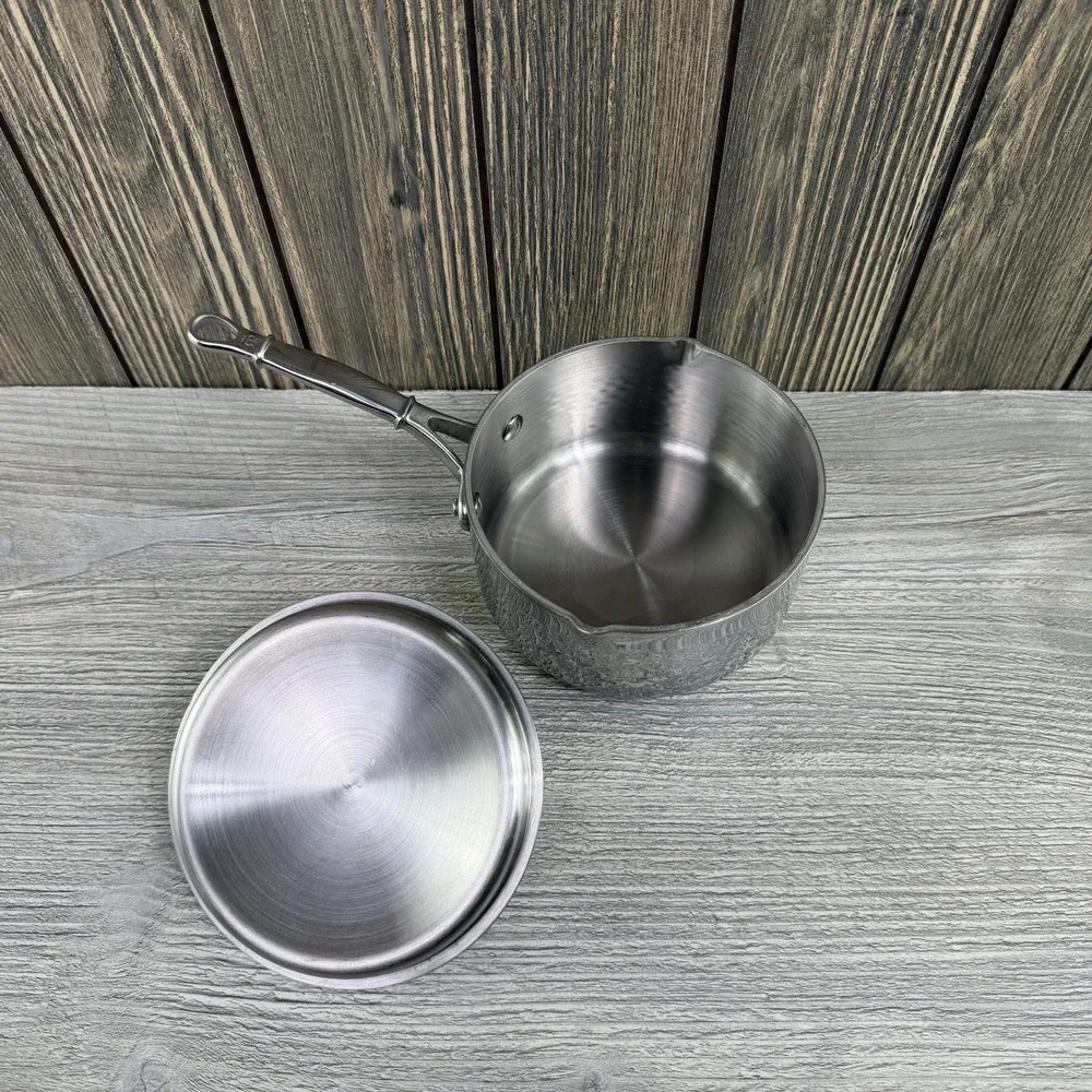 Ruffoni Symphonia Prima 1.5Qt Hammered Stainless Steel Saucepan w/Lid Italy 16cm